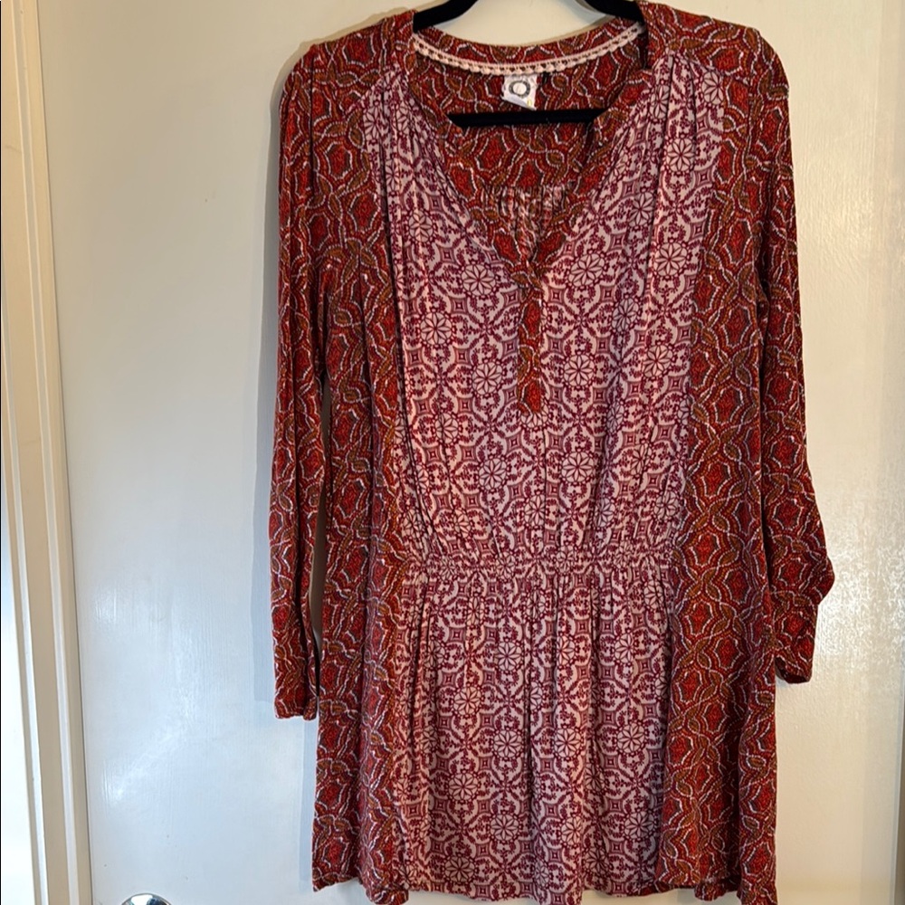 Bohemian Women's Red Patterned Top